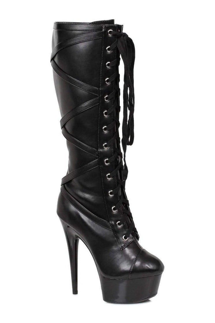 609-POCKY Platform Boot | Black Patent-Ellie Shoes-Black-Knee Boots-SEXYSHOES.COM