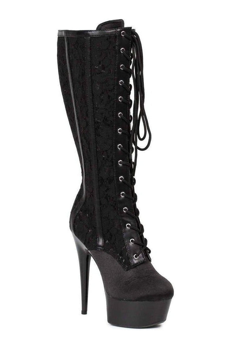 609-RAVEN-L Platform Boot | Black Patent-Ellie Shoes-Black-Knee Boots-SEXYSHOES.COM