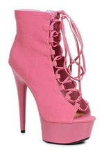 609-REVERSE Ankle Boots  | Fuchsia Patent