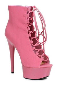 Ellie Shoes 609 REVERSE Ankle Boots in Fuchsia Patent from SexyShoes.com