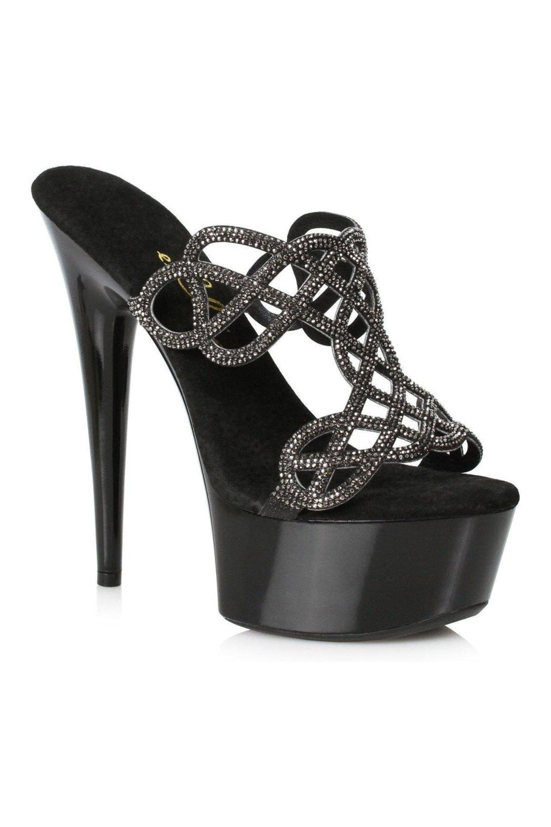 Ellie Shoes 609 SABRINA Stripper Slide in Black Rhinestones from SexyShoes.com