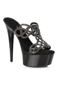 609-SABRINA Stripper Slide | Black Rhinestones