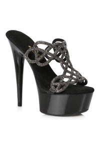 Ellie Shoes 609 SABRINA Stripper Slide in Black Rhinestones from SexyShoes.com