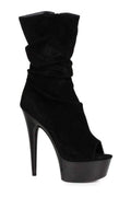609-SCRUNCH Ankle Boots  | Black Faux Suede