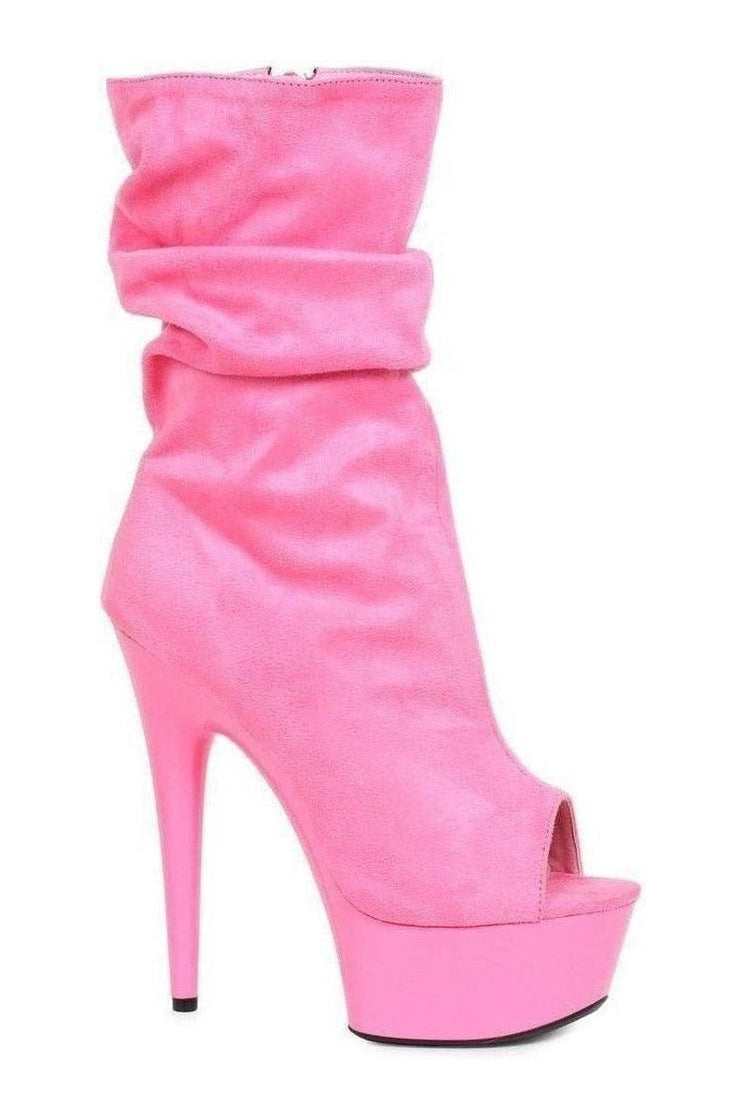 Ellie Shoes 609 SCRUNCH Ankle Boots in Pink Faux Leather from SexyShoes.com