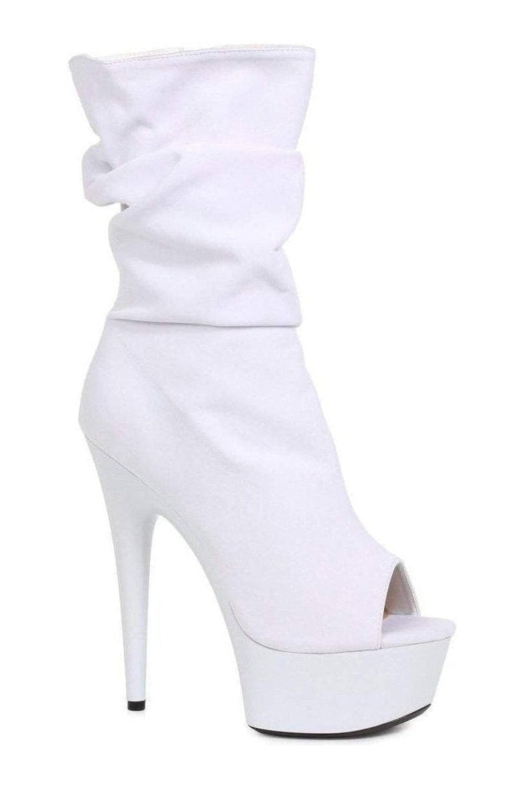 Ellie Shoes 609 SCRUNCH Ankle Boots in White Faux Leather from SexyShoes.com