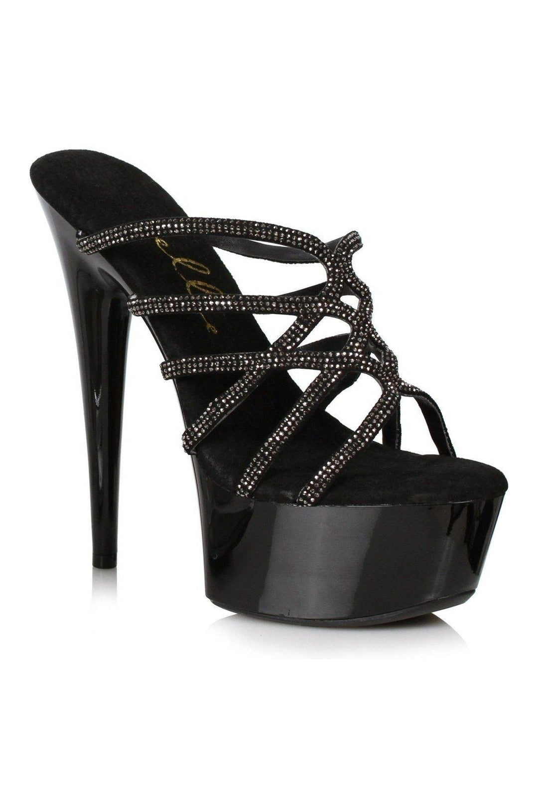 609-SELENA Stripper Slide | Black Rhinestones-Ellie Shoes-SEXYSHOES.COM