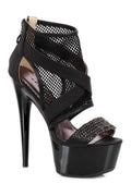 609-SHAWNA Platform Sandal  | Black  Patent