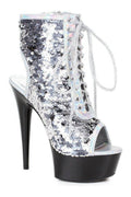 609-TINSLEY Stripper Bootie | Silver Sequins