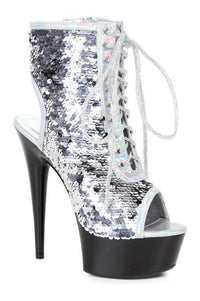 Ellie Shoes 609 TINSLEY Stripper Bootie in Silver Sequins from SexyShoes.com