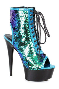 Ellie Shoes 609 TINSLEY Stripper Bootie in Turquoise Sequins from SexyShoes.com