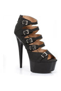 609-UNA Platform Sandal  | Black Patent