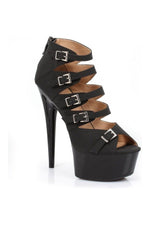 609-UNA Platform Sandal  | Black Patent
