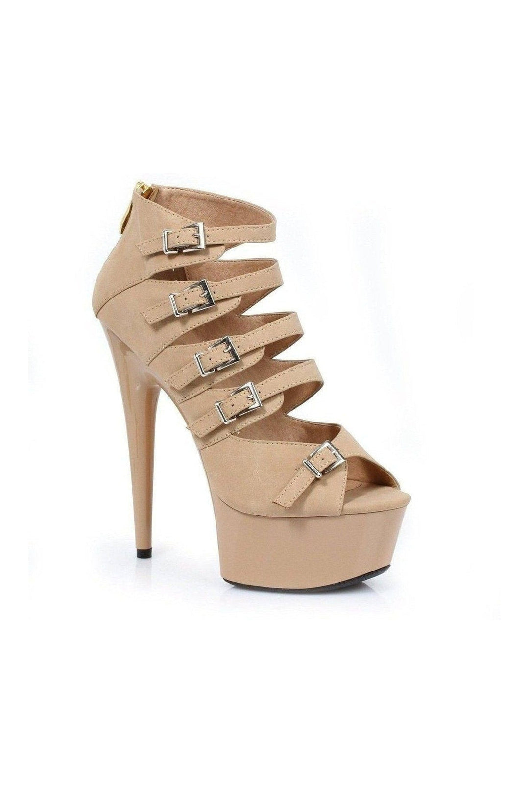 Ellie Shoes 609 UNA Platform Sandal in Nude Faux Leather from SexyShoes.com