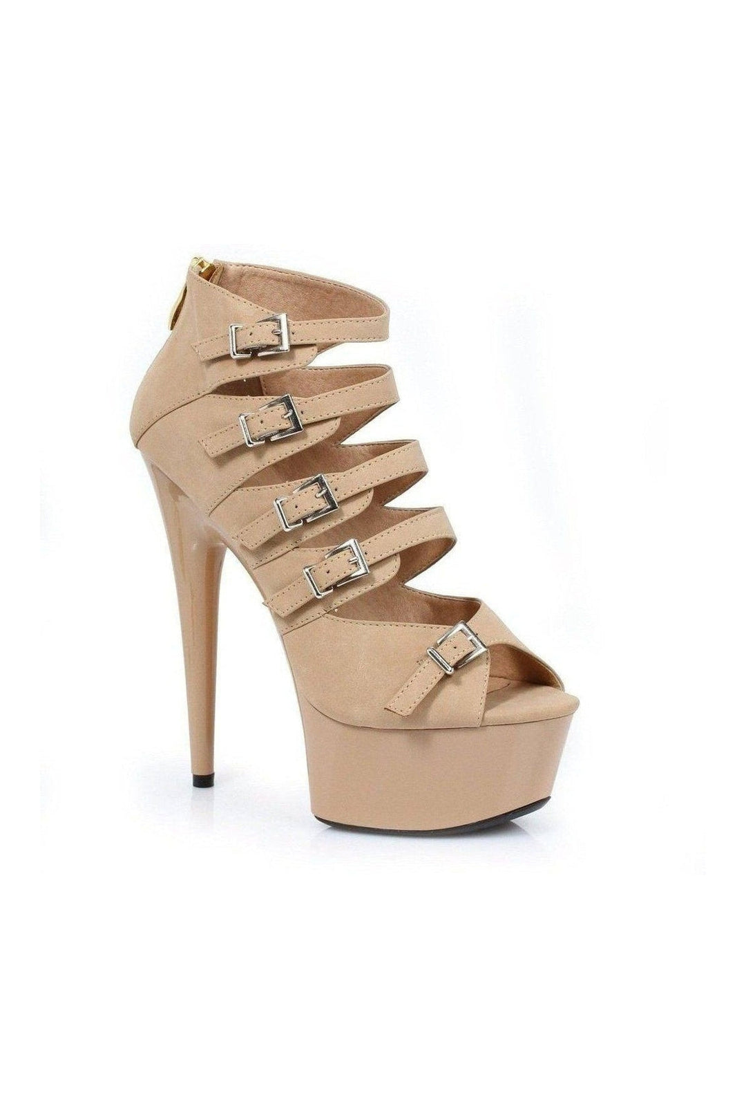 609-UNA Platform Sandal | Nude Faux Leather-Ellie Shoes-Nude-Sandals-SEXYSHOES.COM