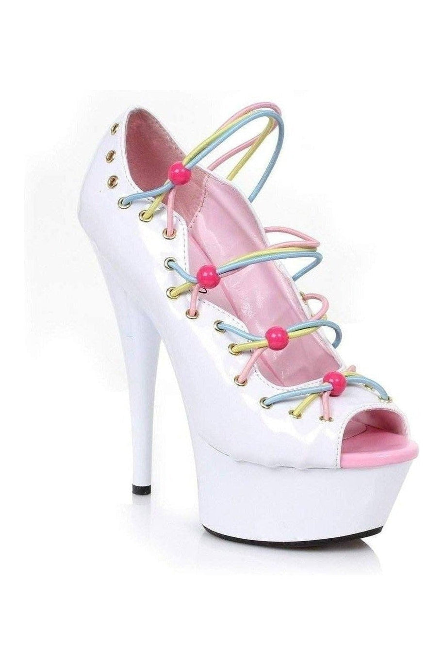 609-UNICORN Platform Pump | White Patent-Ellie Shoes-White-Pumps-SEXYSHOES.COM