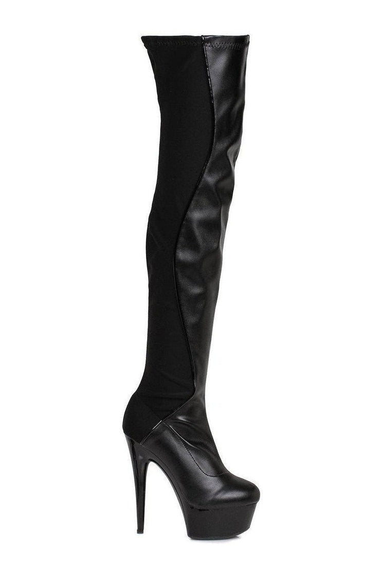 Ellie Shoes 609 UNIQUE Thigh Boot in Black Faux Leather from SexyShoes.com