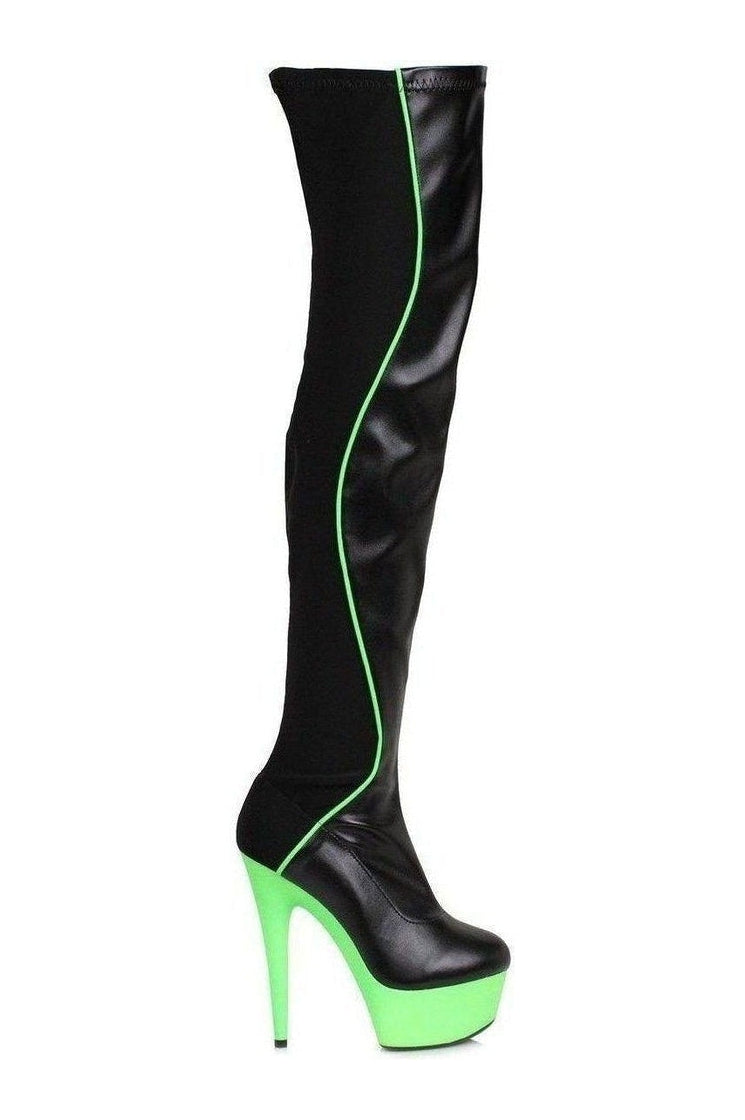 Ellie Shoes 609 UNIQUE Thigh Boot in Black Faux Leather from SexyShoes.com