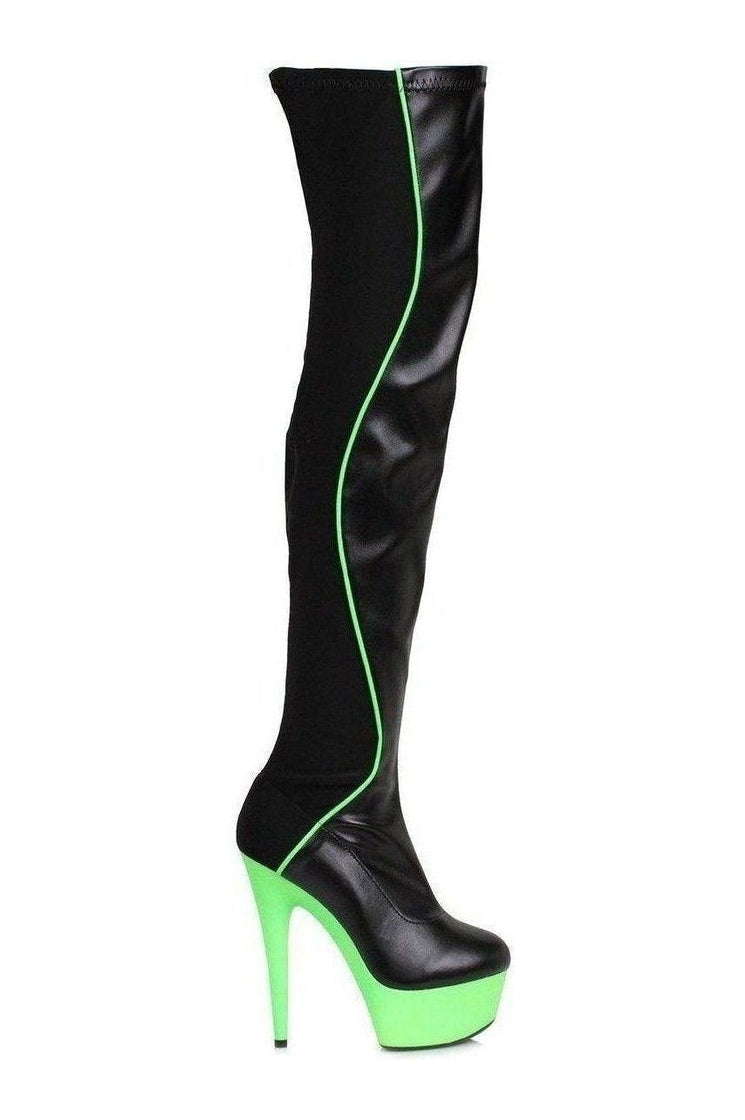 609-UNIQUE Thigh Boot | Black Faux Leather-Ellie Shoes-SEXYSHOES.COM