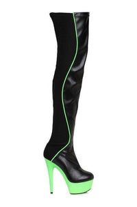 Ellie Shoes 609 UNIQUE Thigh Boot in Black Faux Leather from SexyShoes.com