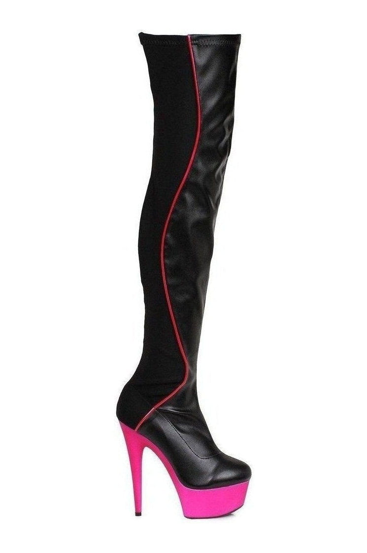 Ellie Shoes 609 UNIQUE Thigh Boot in Fuchsia Faux Leather from SexyShoes.com