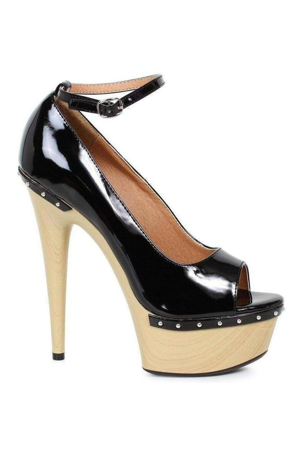 609-VALERIE Platform Sandal | Black Patent-Ellie Shoes-SEXYSHOES.COM