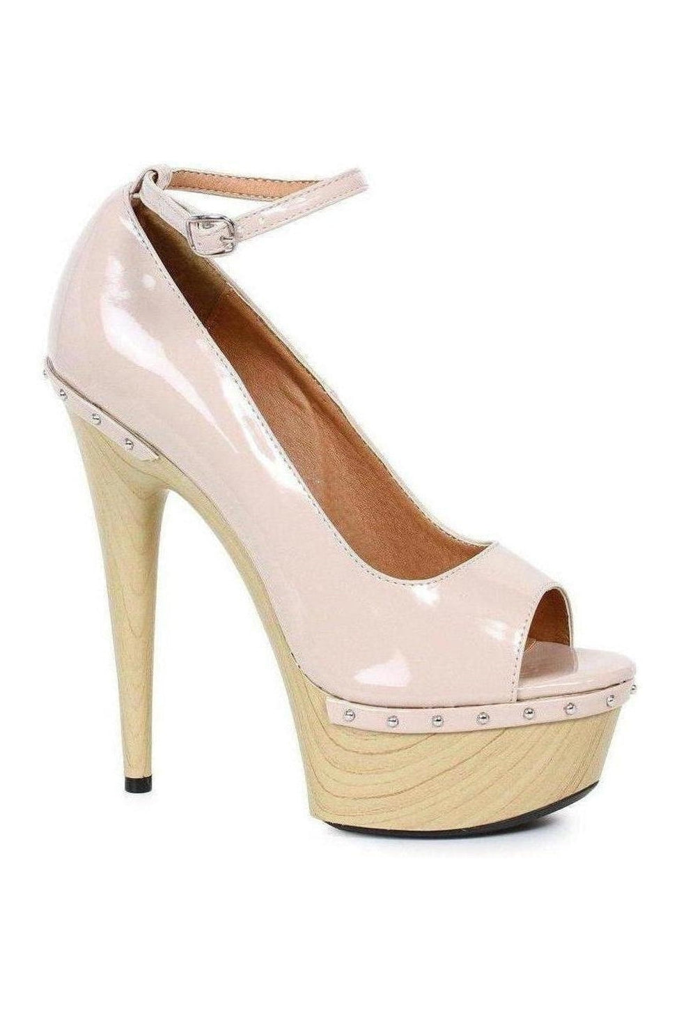 609-VALERIE Platform Sandal | Nude Patent-Ellie Shoes-SEXYSHOES.COM