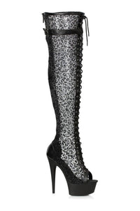 Ellie Shoes 609 YASMIN Stripper Thigh Boot in Black Fabric from SexyShoes.com