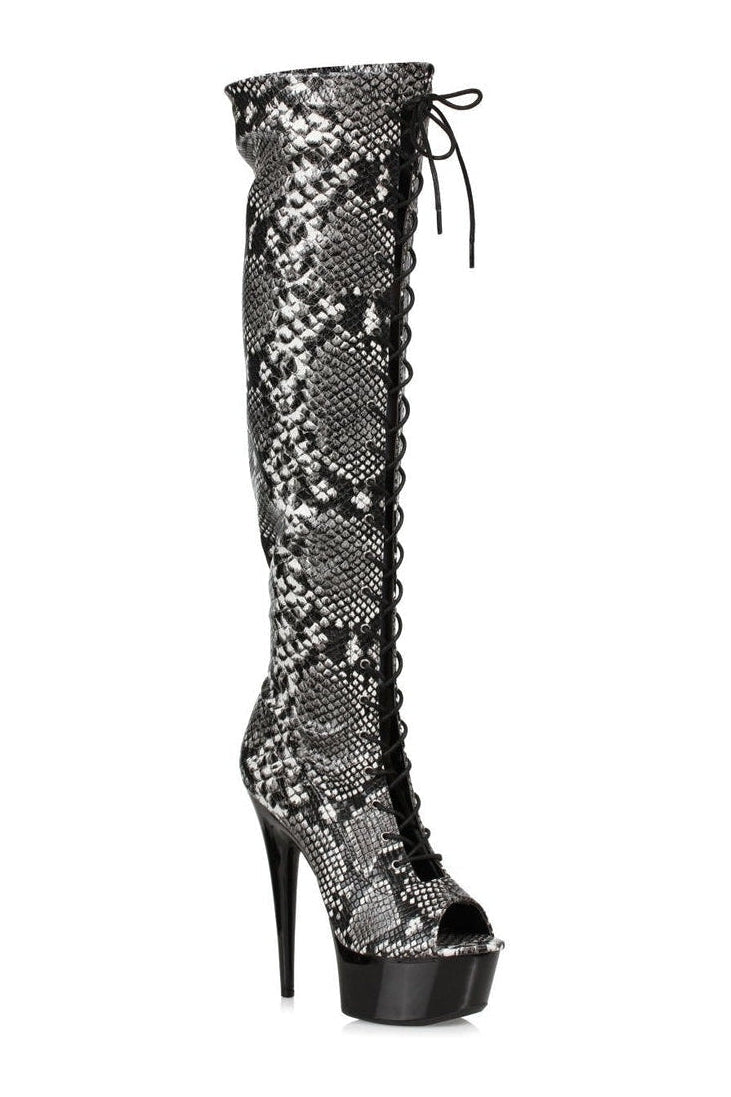 Ellie Shoes 609 ZOELLE Thigh Boot in Animal Faux Leather from SexyShoes.com