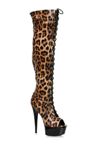 Ellie Shoes 609 ZOELLE Thigh Boot in Animal Faux Leather from SexyShoes.com