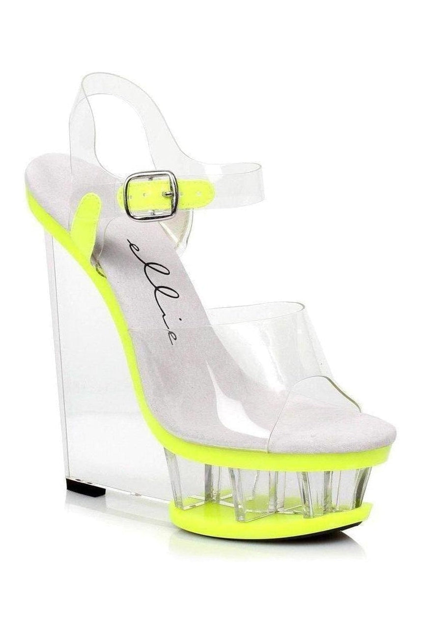 610-SHANA Platform Sandal | Yellow Patent-Ellie Shoes-SEXYSHOES.COM
