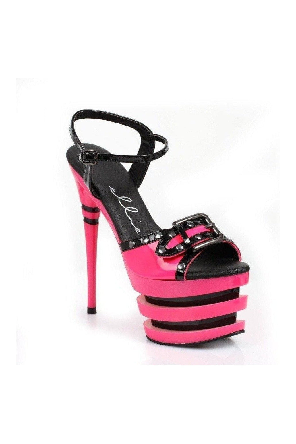613-ALEXIA Platform Sandal | Fuchsia Patent-Ellie Shoes-SEXYSHOES.COM