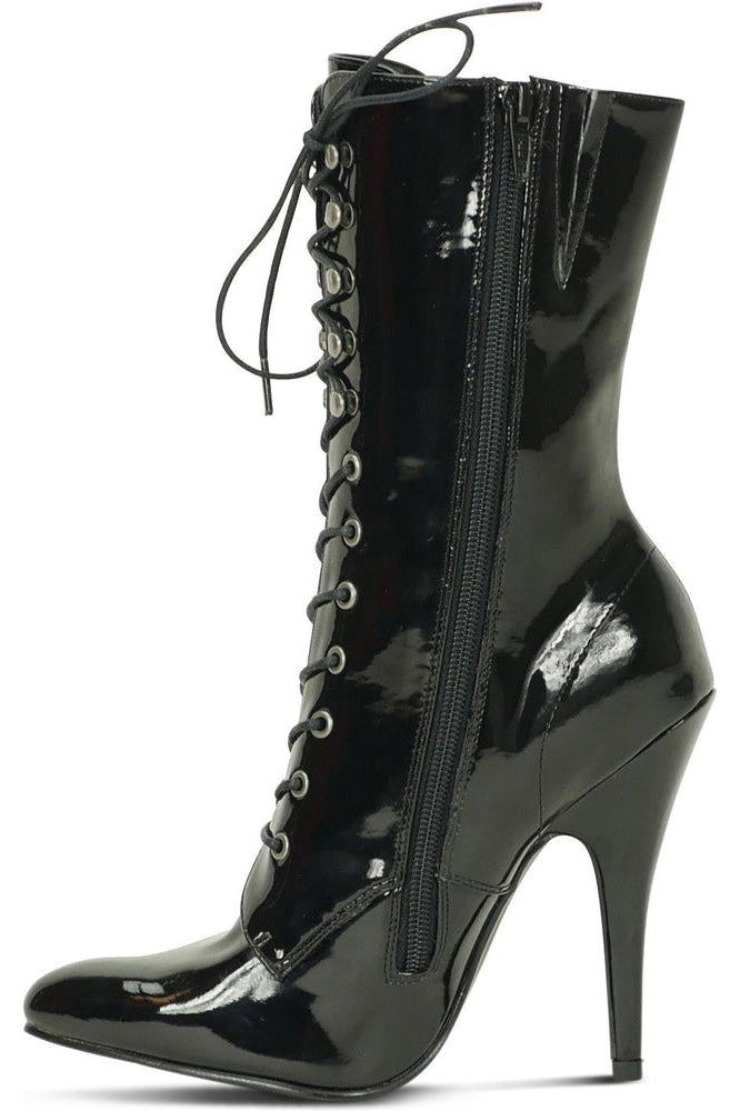 6375-Granny Mid Calf Ankle Boot | Black Patent-Sexyshoes Brand-Ankle Boots-SEXYSHOES.COM