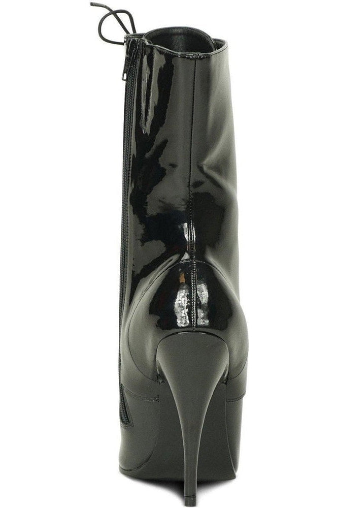 6375-Granny Mid Calf Ankle Boot | Black Patent-Sexyshoes Brand-Ankle Boots-SEXYSHOES.COM