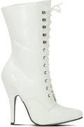 6375-Granny Mid Calf Ankle Boot | Faux Leather