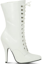 6375-Granny Mid Calf Ankle Boot | Faux Leather