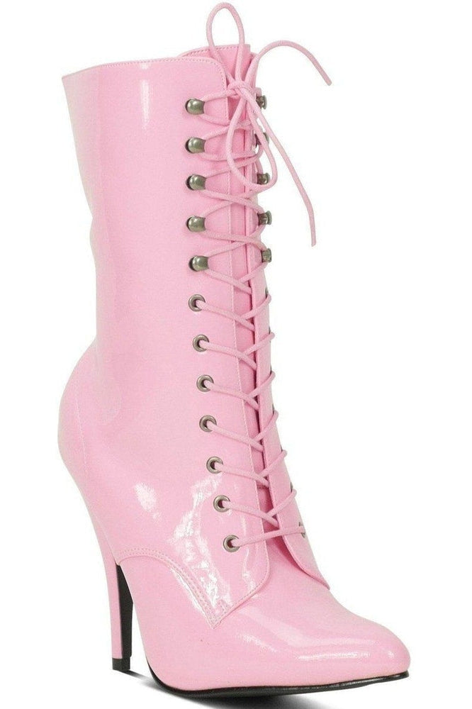6375-Granny Mid Calf Ankle Boot | Pink Patent-Sexyshoes Brand-Ankle Boots-SEXYSHOES.COM