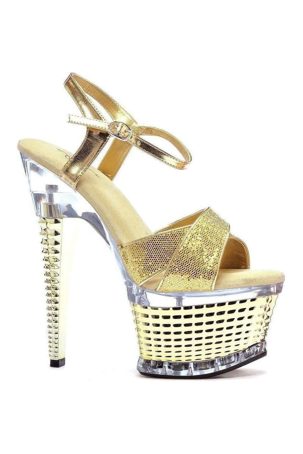 649-DISCO Platform Sandal | Gold Glitter-Ellie Shoes-SEXYSHOES.COM