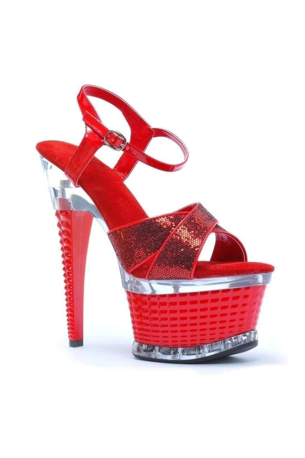 649-DISCO Platform Sandal | Red Glitter-Ellie Shoes-SEXYSHOES.COM