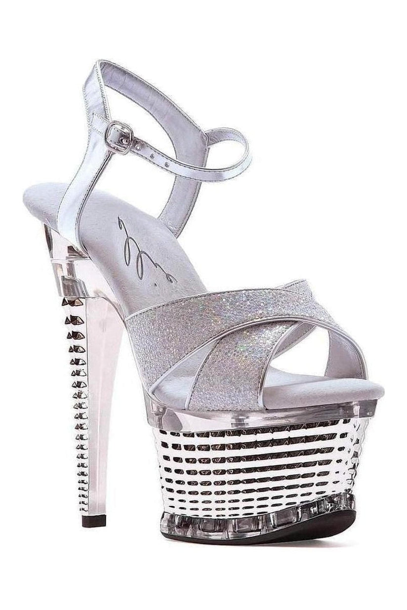 649-DISCO Platform Sandal | Silver Glitter-Ellie Shoes-SEXYSHOES.COM