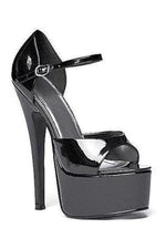 652-BAMBI Platform Sandal  | Black  Patent