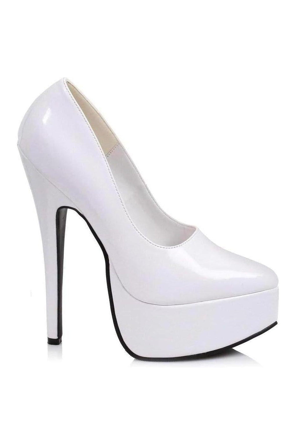 652-PRINCE Platform Pump | White Patent-Pumps- Stripper Shoes at SEXYSHOES.COM