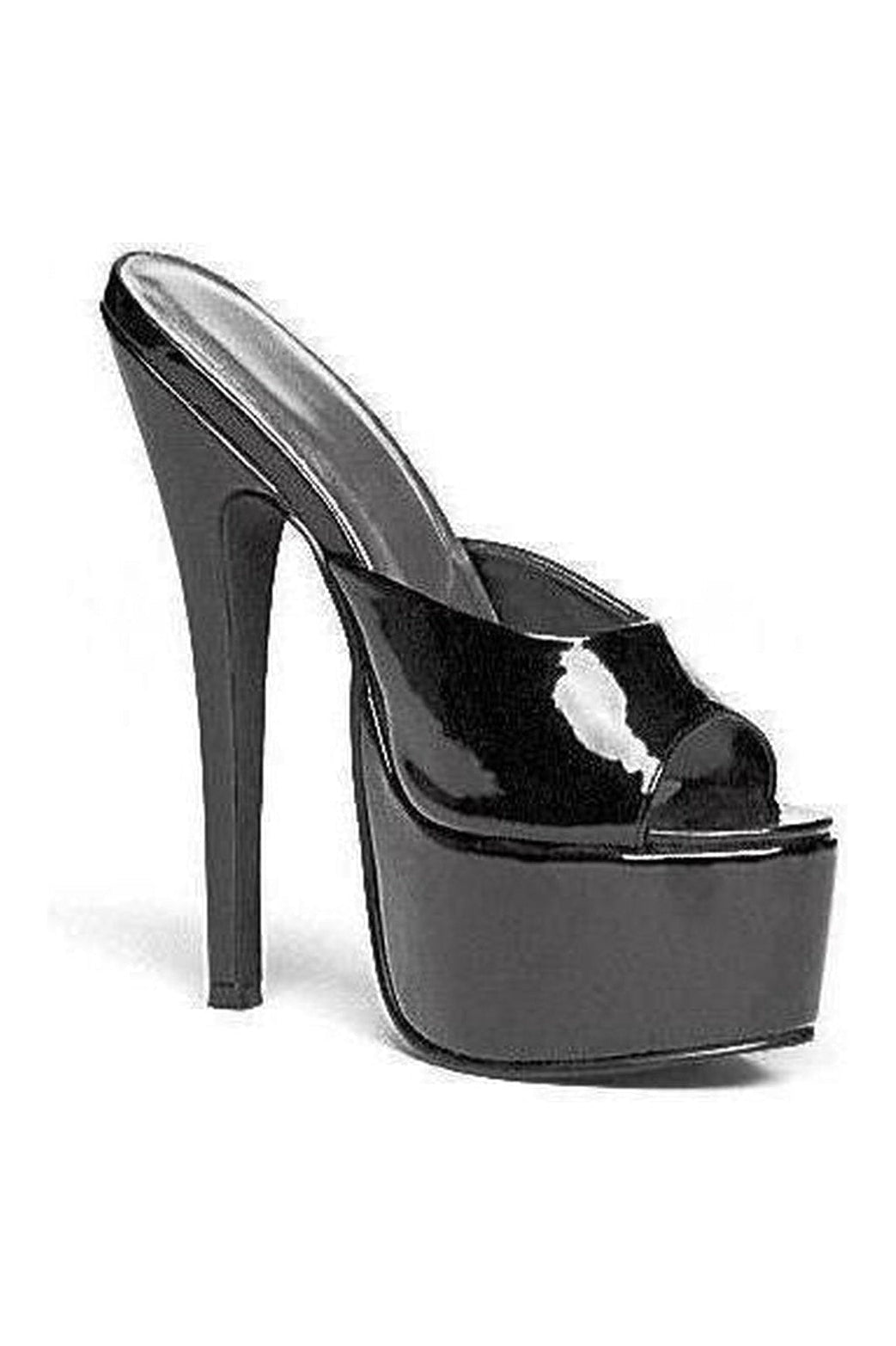 652-VANITY Platform Slide | Black Patent-Slides- Stripper Shoes at SEXYSHOES.COM