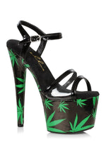 709-ASHLEY Sandal | Black Faux Leather