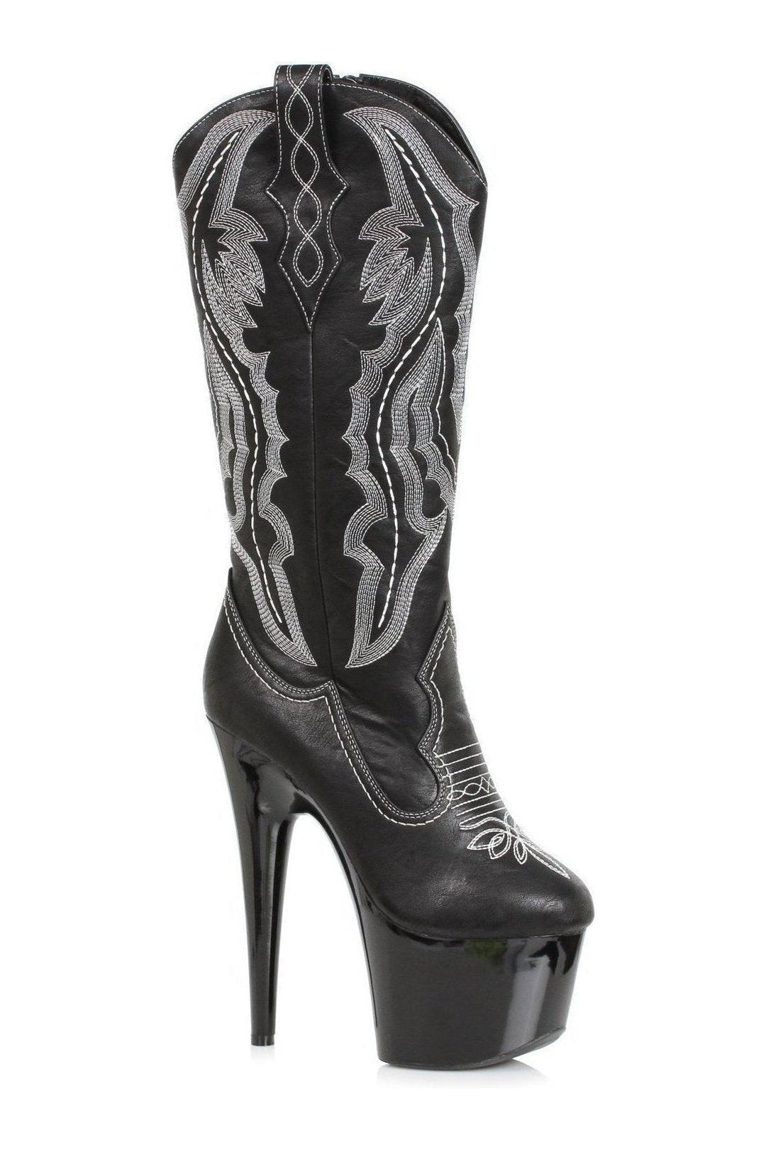 Ellie Shoes 709 DALLAS Stripper Knee Boot in Black Faux Leather from SexyShoes.com
