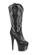 709-DALLAS Stripper Knee Boot | Black Faux Leather