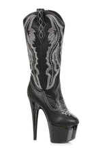 709-DALLAS Stripper Knee Boot | Black Faux Leather