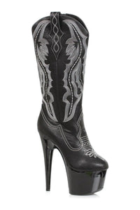Ellie Shoes 709 DALLAS Stripper Knee Boot in Black Faux Leather from SexyShoes.com