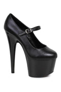 709-DOM Platform Pump | Black Faux Leather