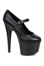 709-DOM Platform Pump | Black Faux Leather